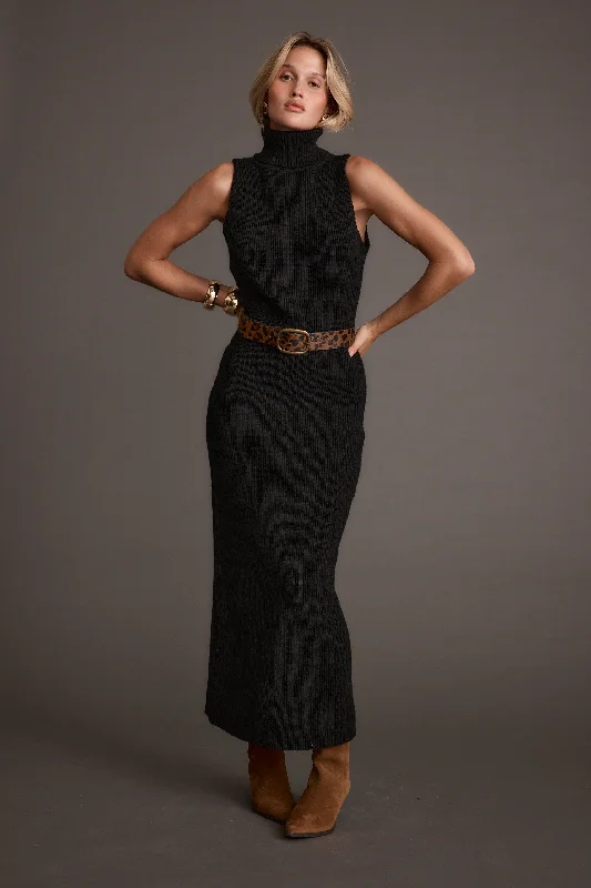 Everyday Wear Monique Black Sleeveless Sweater Maxi Dress