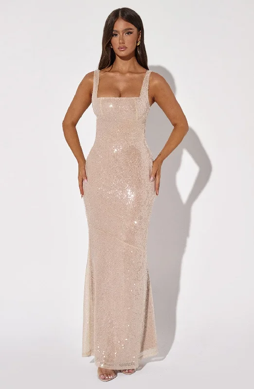 Dive Into Trendy Styles Corinne Maxi Dress - Nude