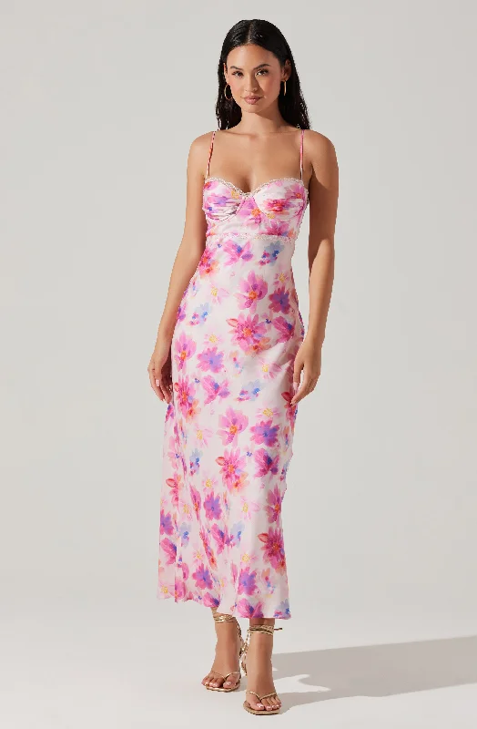 Flash Sales Today Florianne Floral Satin Maxi Dress