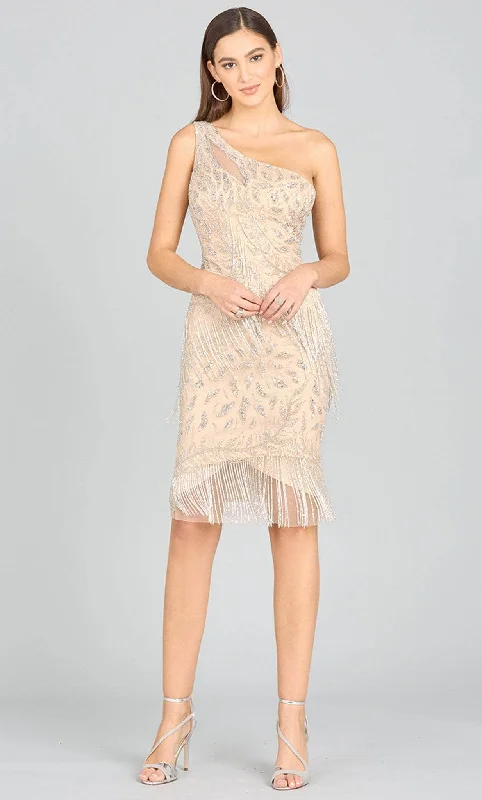 Comfort Meets Fashion Lara Dresses 29140 - One-Sleeve Bead Fringe Embellished Dress