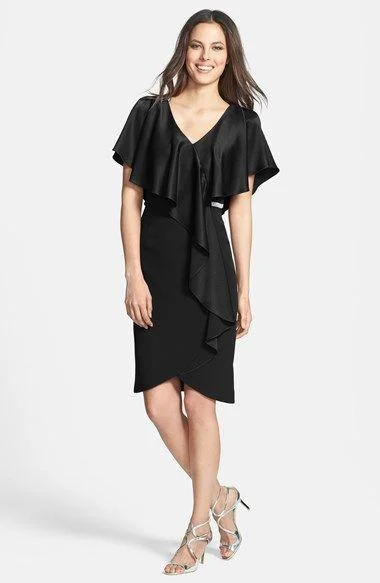 Women Apparel Alexander by Daymor - 609 Drape Short Sleeve Cocktail Dress