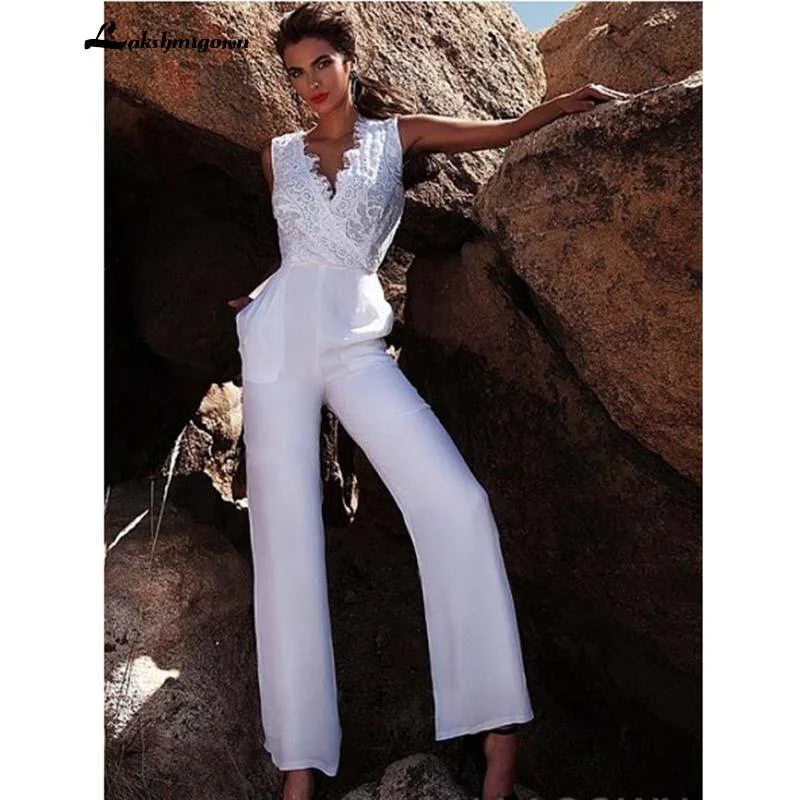 Trendy Threads Roycebridal Simple Beach Jumpsuits Boho Wedding Dresses