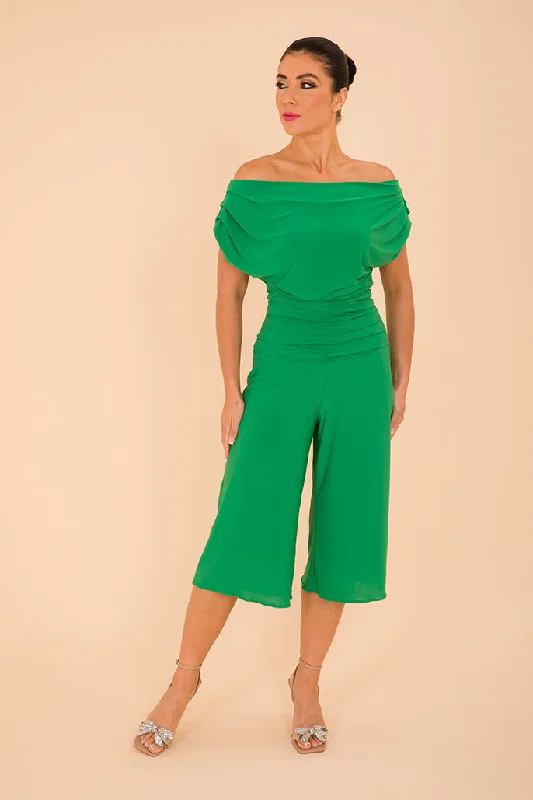 Women's Stylish Outerwear ATOM LABEL carbon culotte jumpsuit in emerald green