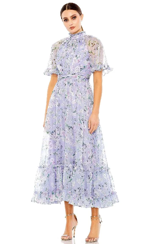 Travel Essentials Ieena Duggal 68259 - High Neck Floral Print Evening Dress