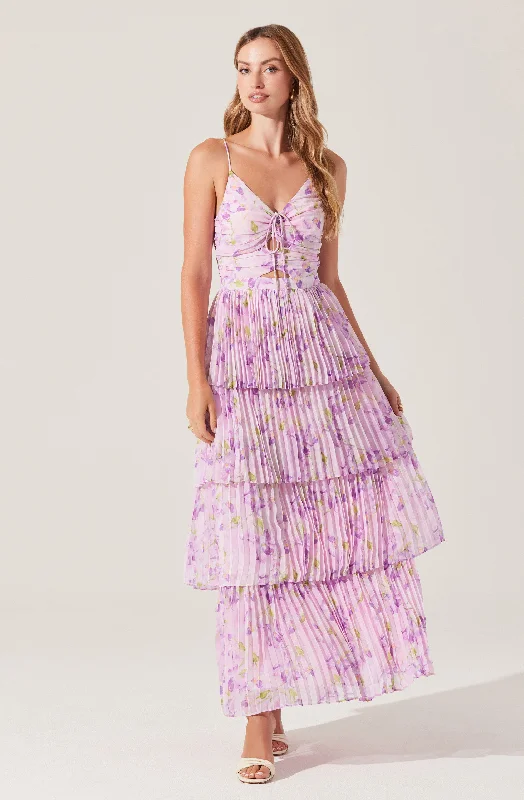 Day To Night Styles Daytona Pleated Floral Maxi Dress