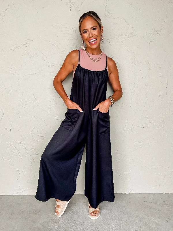 Casual Chic Clothing Take The Chance Wide Leg Jumpsuit-Black