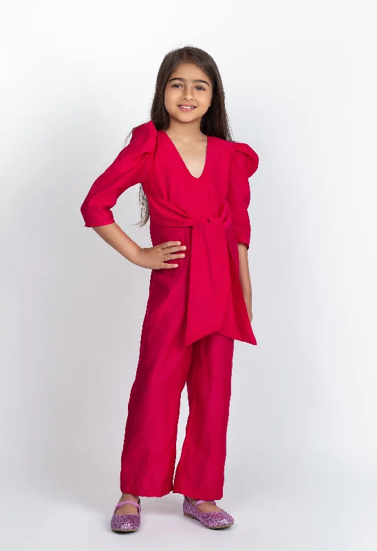 Clearance Sale Pre-Order: Silk Jumpsuit with Puffed Sleeves