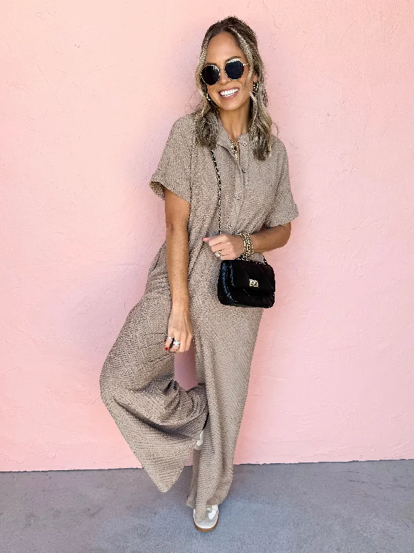 Boho Chic Fashion Everyday Hustle Textured Jumpsuit