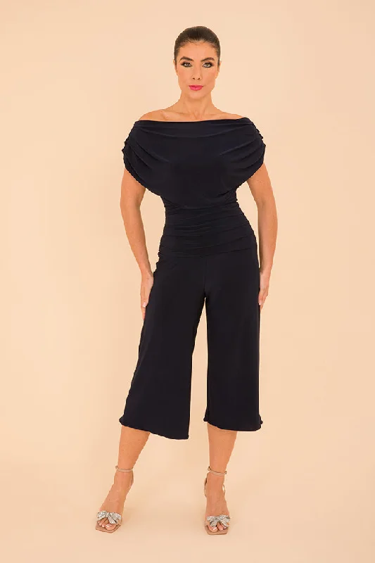 Contemporary Women's Clothing ATOM LABEL carbon culotte jumpsuit in navy