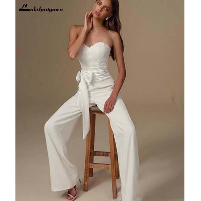 Comfortable Chic Elegant Jumpsuits Wedding Dresses Sweetheart Simple Wedding Dresses