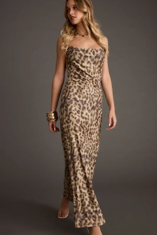 Chic Style, Always In Vogue Wild Thing Leopard Print Mesh Maxi Dress