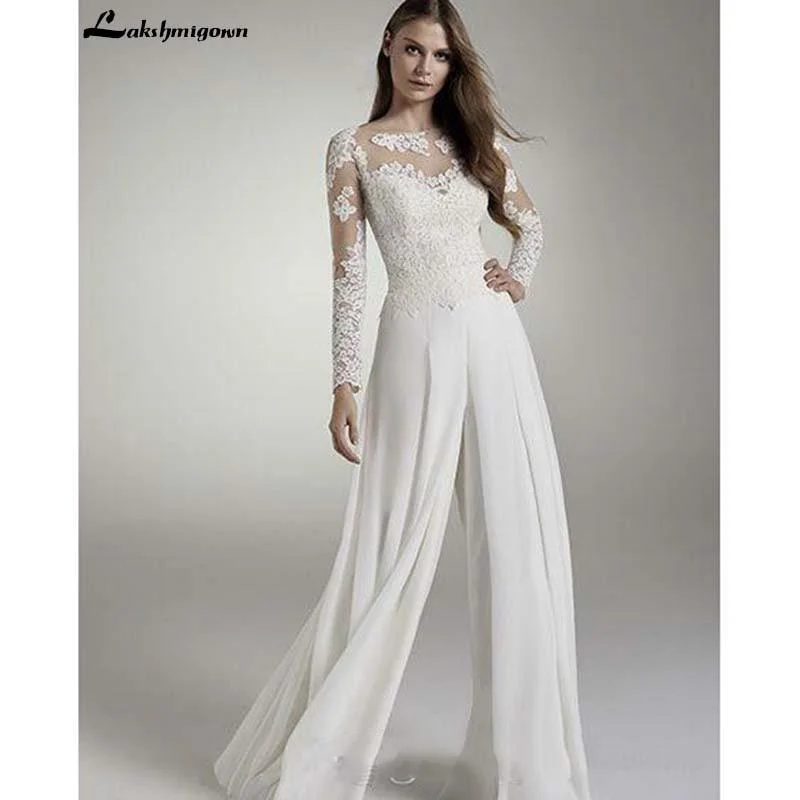 Massive Savings Lace Wedding Bridal Jumpsuits Long Sleeves