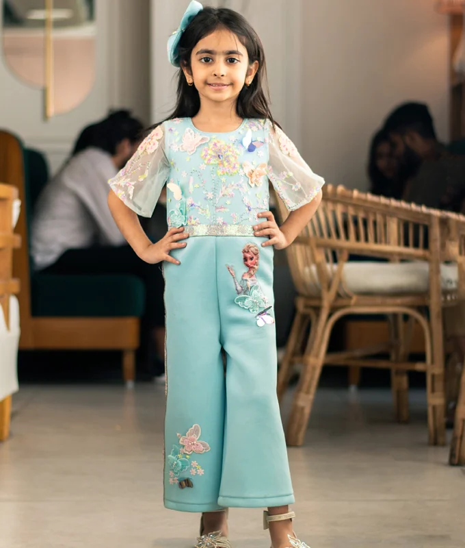 Budget-Friendly Fashion Pre-Order - Blue Neoprene Jumpsuit  for Girls