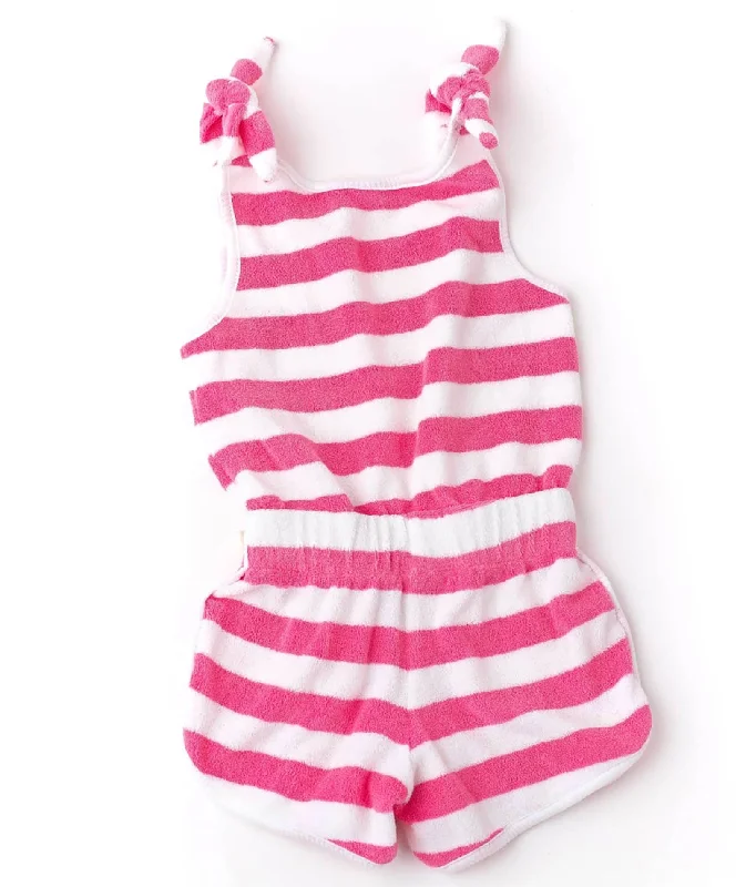 Online Boutiques Affordable Shade Critters Girls Pink Striped Terry Romper