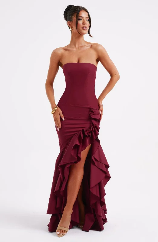 Boutique Dress Online Angelina Maxi Dress - Burgundy