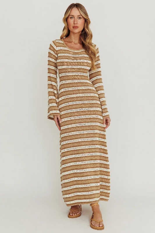 Flash Sale, Don't Miss Meredith Long Sleeve Cut-Out Maxi Dress Chocolate