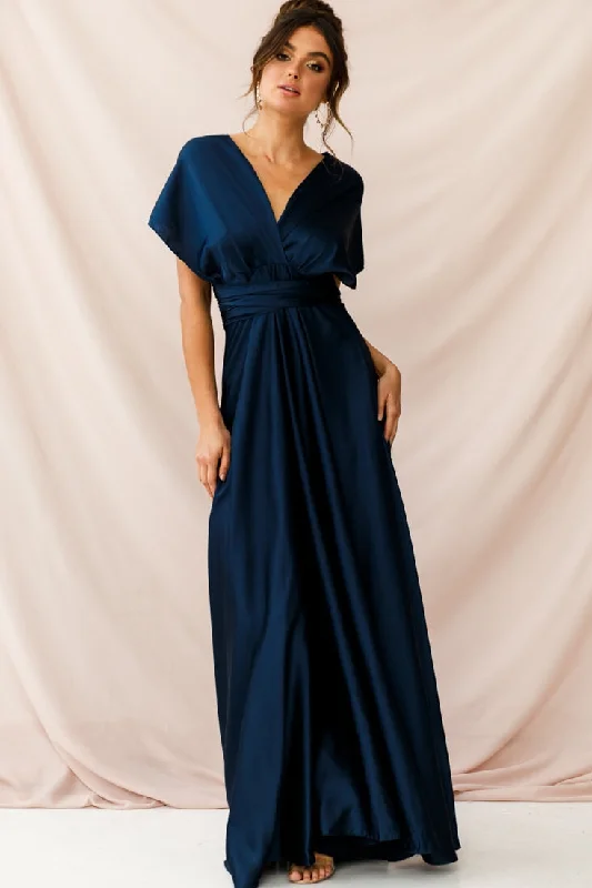 Unique Women's Fashion Pieces Ariana Multiway Mid Sleeve Maxi Dress Navy