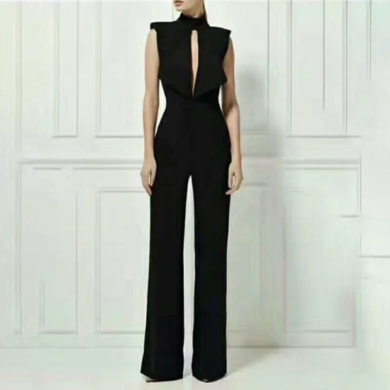 Effortless Chic for Women High Waist Maxi Wide Leg  Backless Sleeveless Jumpsuits