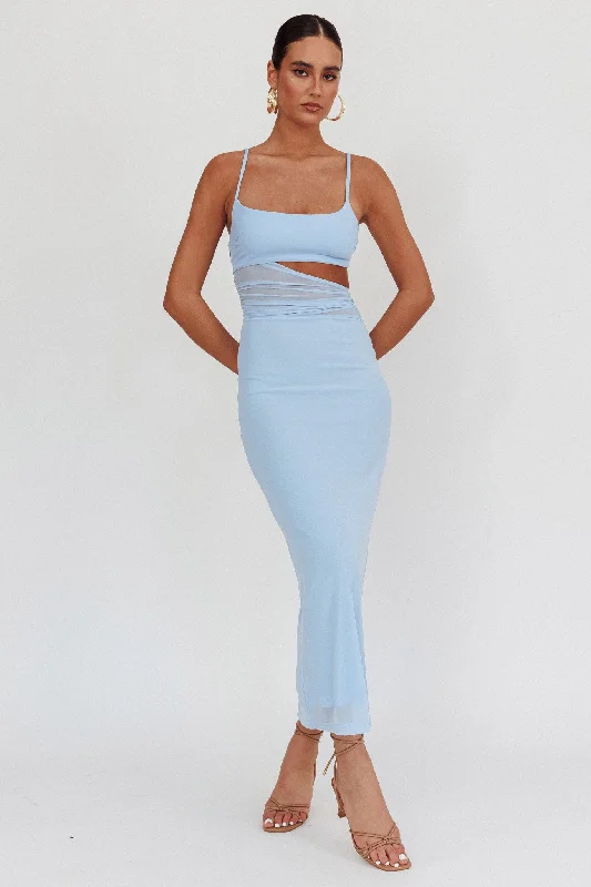 Limited Styles Romany Cut-Out Waist Maxi Dress Light Blue