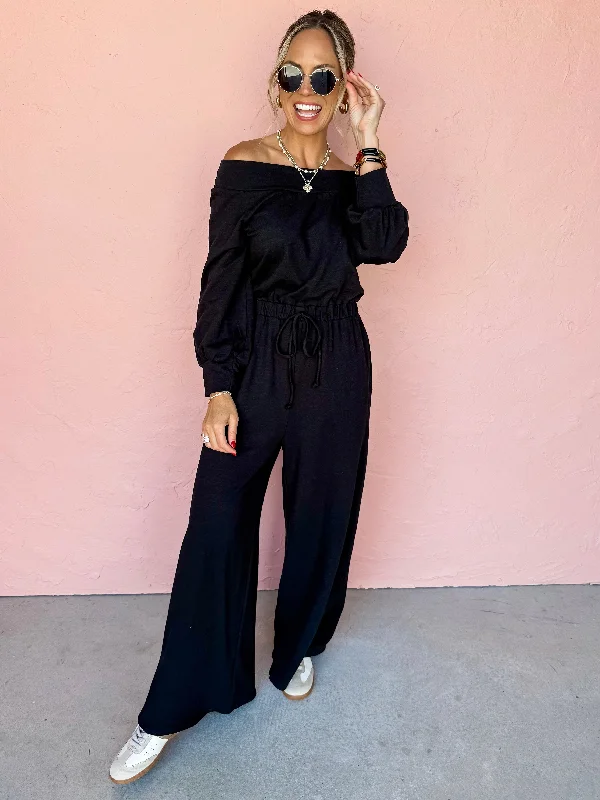 Ride The Style Wave Have It All Off The Shoulder Terry Jumpsuit