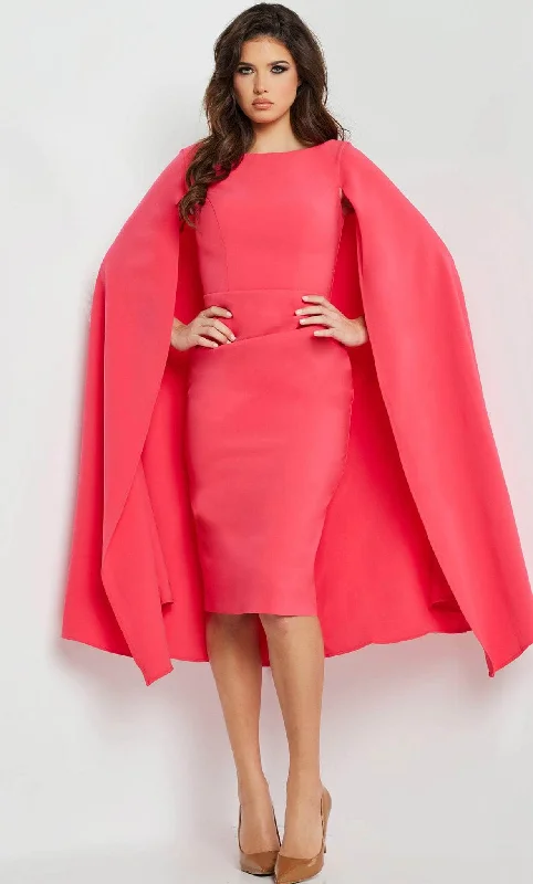 Exclusive Discounts Jovani 09756 - Bateau Neck Cape Cocktail Dress