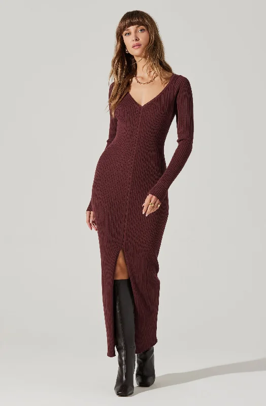 Summer Deals Glenda V-neck Maxi Sweater Dress