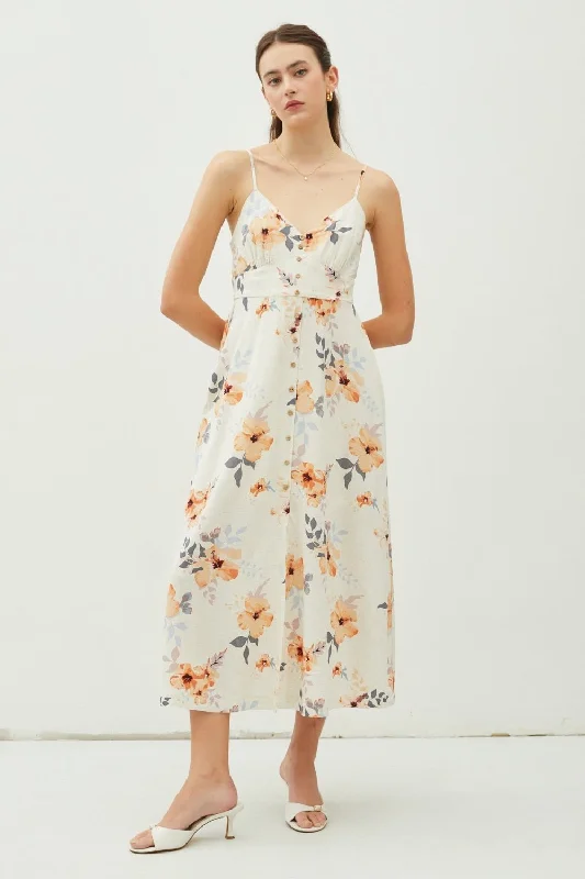 Versatile Style Wardrobe Floral Button Down Cami Midi Dress