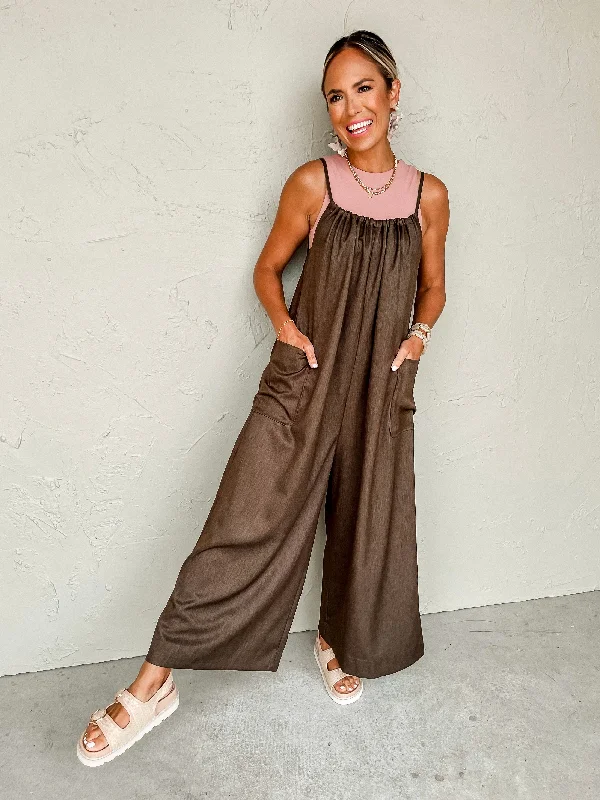 Preppy Style Take The Chance Wide Leg Jumpsuit-Dark Olive