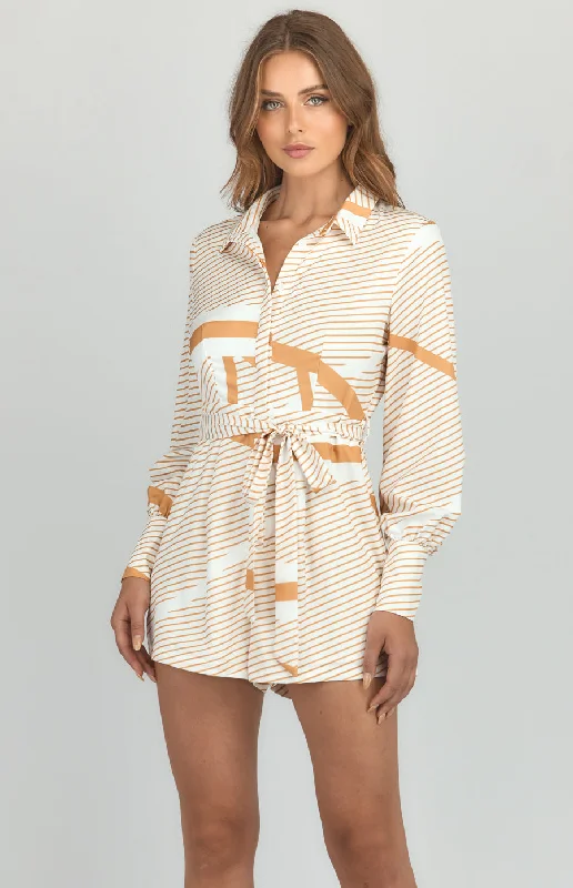 Fresh Styles, Fresh Deals Abstract Print Playsuit with Shirt Details