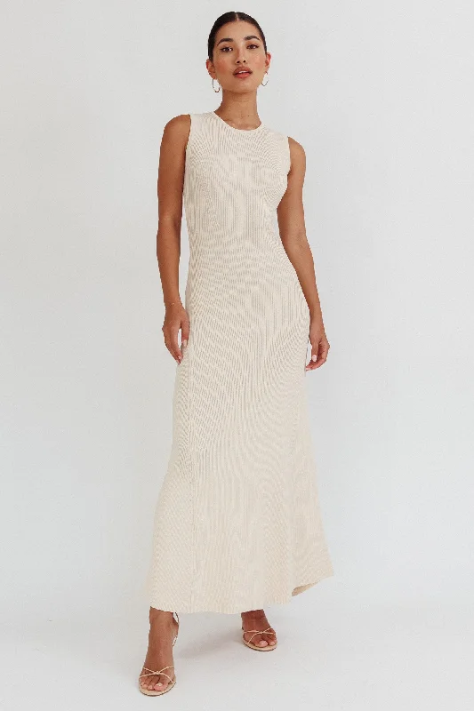 Style Redefined Braylee Sleeveless Ribbed Knit Maxi Dress Cream