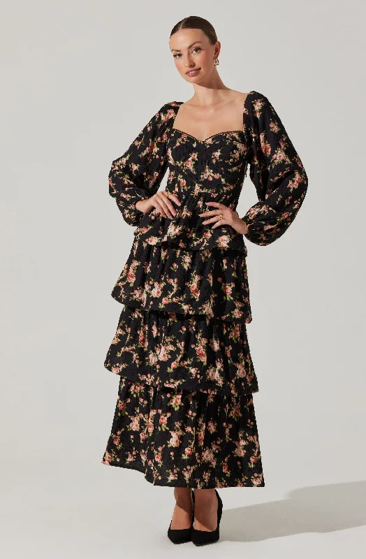 Crazy Discounts, Hurry Up Aumie Tiered Floral Maxi Dress