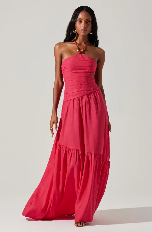 Boho Chic Fashion Linnea Halter Maxi dress