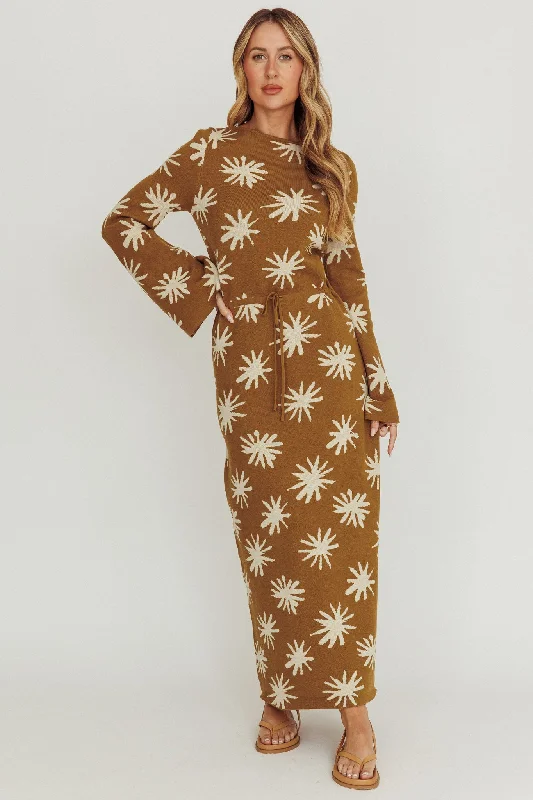 Additional Time-Limited Offers Orleans Star Print Knit Maxi Dress Olive