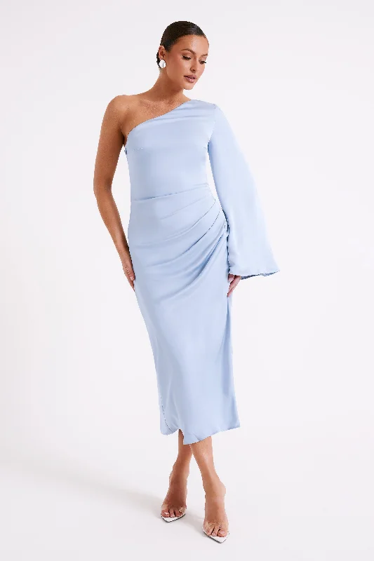 Sophisticated Outfits Nyomi One Shoulder Maxi Dress - Ice Blue