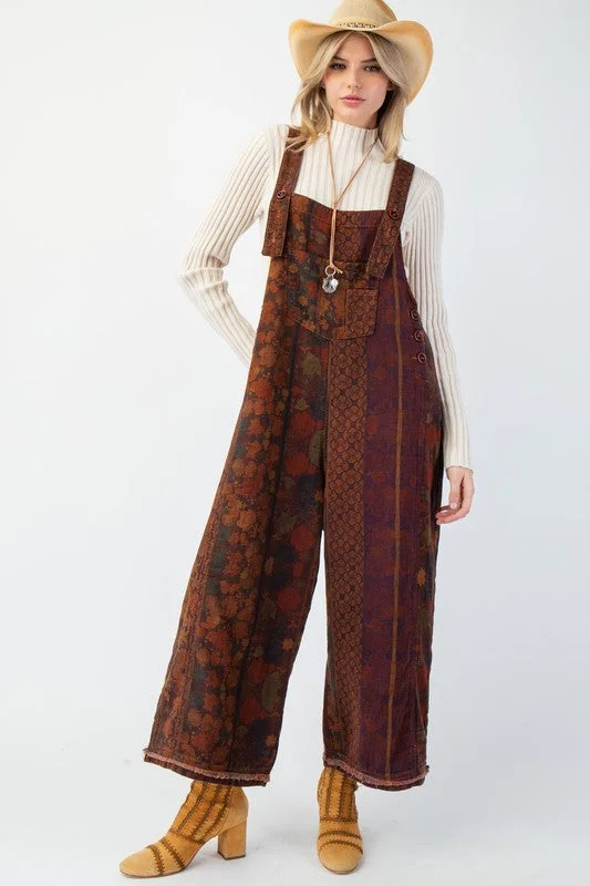 High-End Women's Apparel PAM PRINTED TWILL OVERSIZED JUMPSUIT PANTS