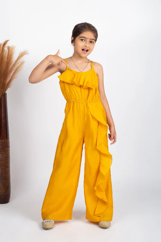 Sophisticated Fashion Pre-Order: Silk Ruffel Jumpsuit-Yellow