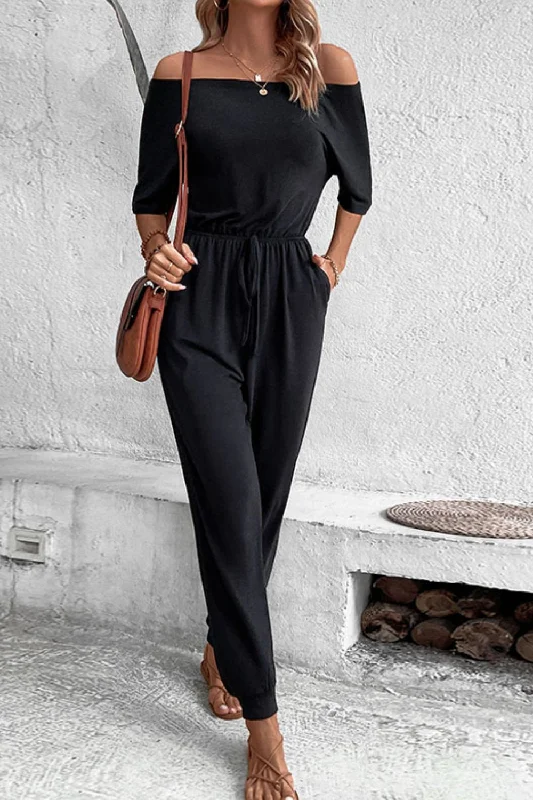 Chic Trend Collection Off-Shoulder Jumpsuit with Pockets