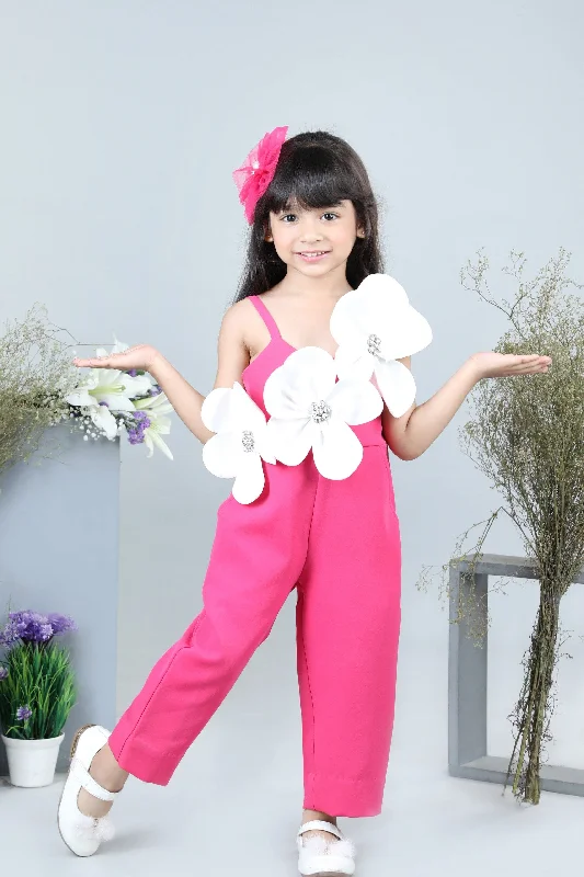 Premium Quality Garments Pre-Order: Jumpsuit with 3D Flowers Embellished with Stones