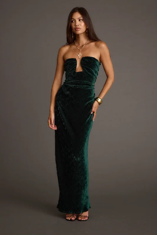 Exclusive Sale Jones Emerald Velvet Maxi Dress