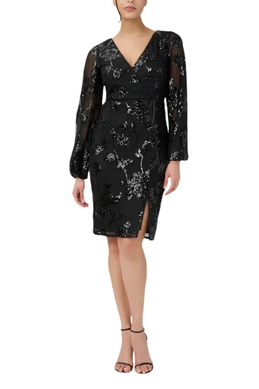 Budget-Friendly Fashion Adrianna Papell AP1E210109 - Sequined Surplice V-Neck Cocktail Dress