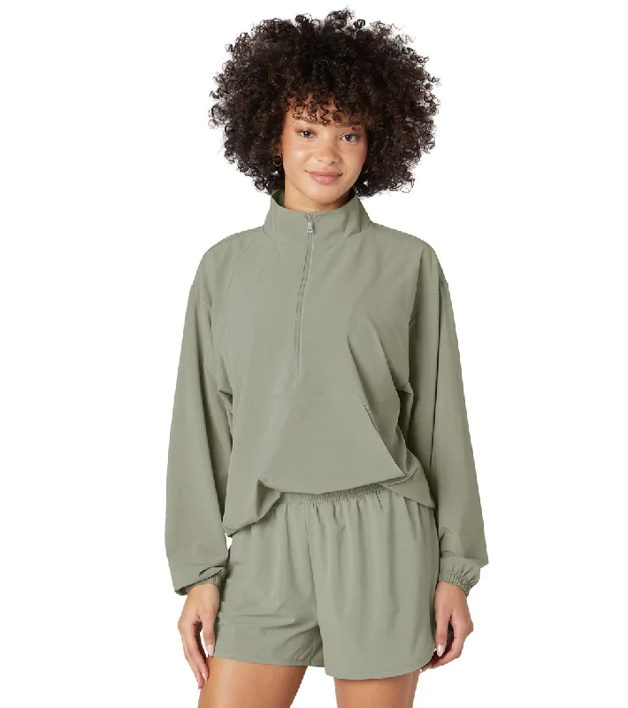 Casual Women's Clothing Online Beyond Yoga In Stride Half Zip Pullover Grey Sage