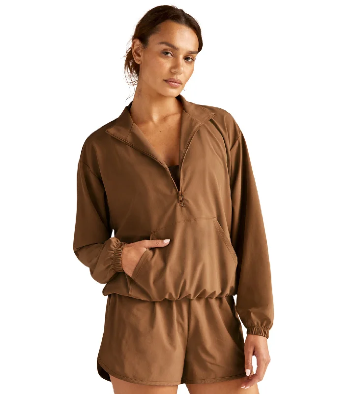 Stylish Loungewear for Women Beyond Yoga In Stride Half Zip Pullover Toffee