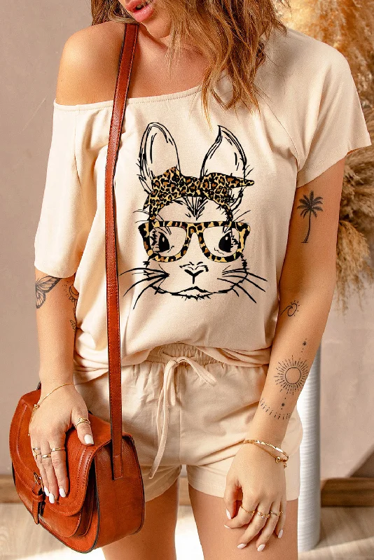 Edgy Fashion Easter Graphic Boat Neck Tee