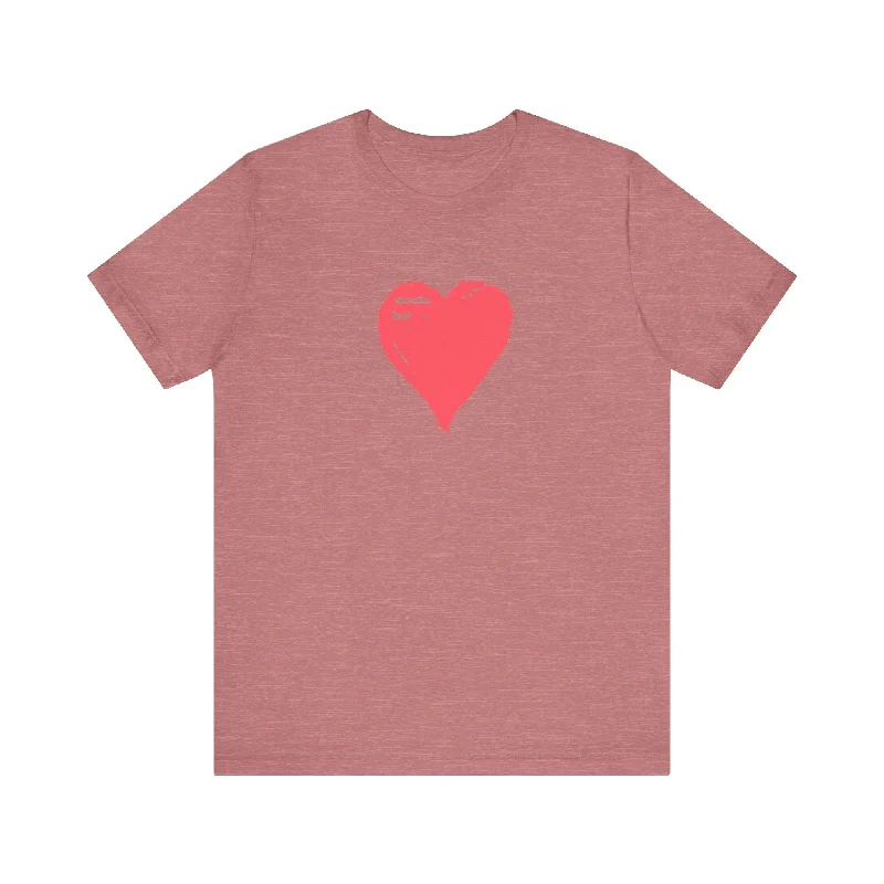 Women's Clothes Online Shopping Pink Heart Short Sleeve T-Shirt