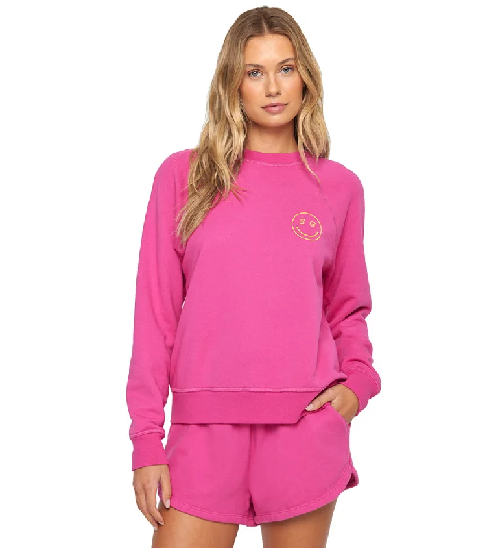 Glamorous Evening Wear Spiritual Gangster SG Smiley Forever Crew Sweatshirt Magenta