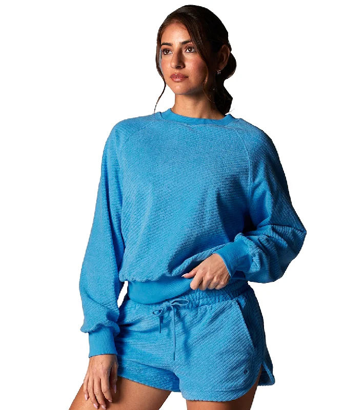 Season Appropriate Women's Collection Tavi Ease Crew Terry Sweatshirt Ocean