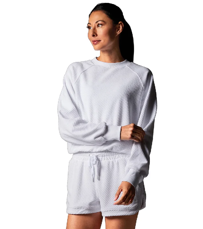 Unleash Your Fashion Tavi Ease Crew Terry Sweatshirt White