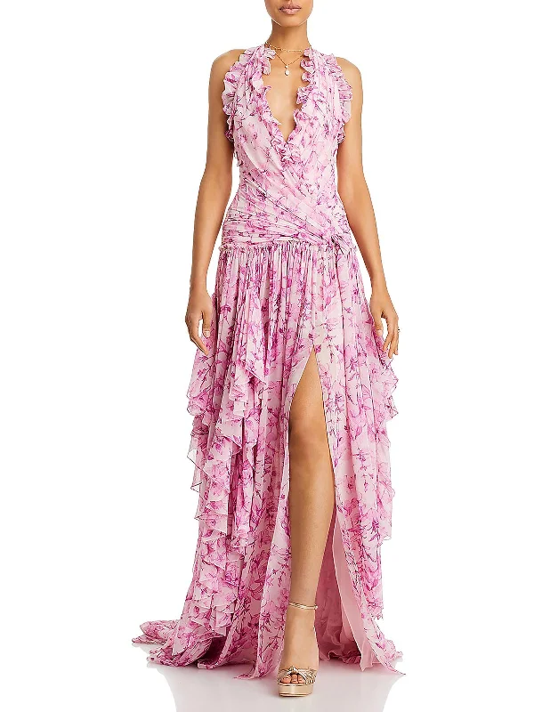 Clothing Brands Agatha Womens Chiffon Floral Evening Dress