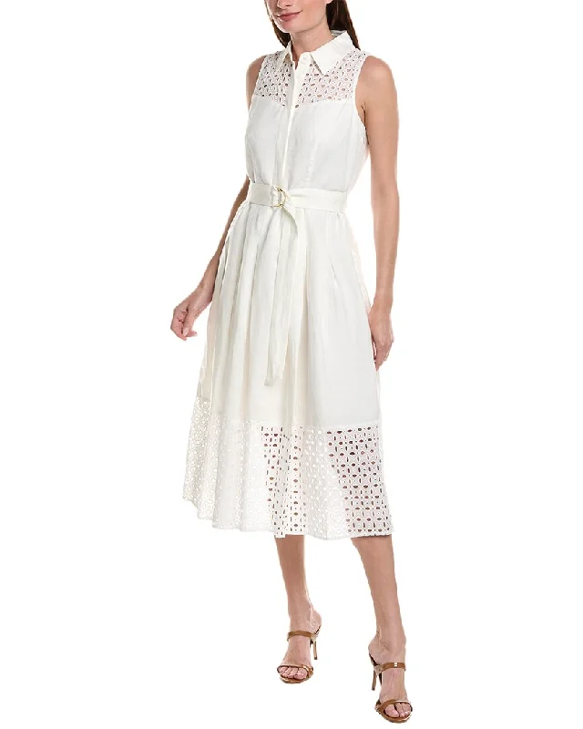 Exclusive Sale Anne Klein Pleated Linen-Blend Midi Dress