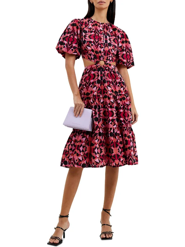 Elegant Women's Clothing Online Felicity Womens Cut-Out Printed Midi Dress